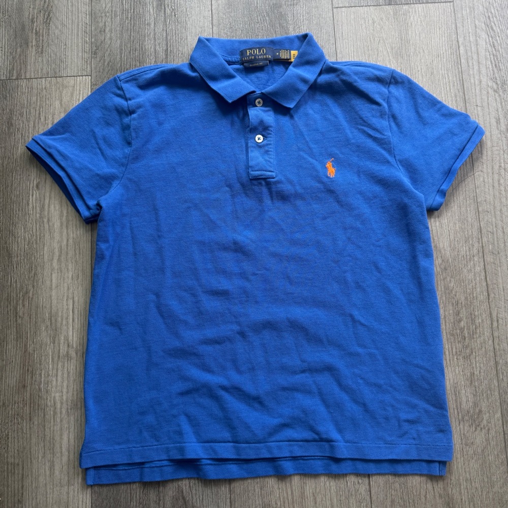 Polo Ralph Lauren Womens M Classic Fit Royal Blue Polo Orange Pony